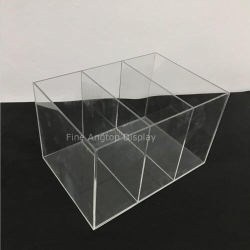Transparent Rectangle Acrylic 3 Compartments Box Jewelry Organizer Umbrella Storage Case Without Lid