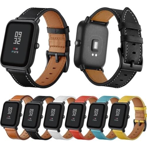 Watch band Genuine Leather Wrist Straps Bracelet for Xiaomi Huami Amazfit Bip Lite S U Pop GTS 2 Youth Watch