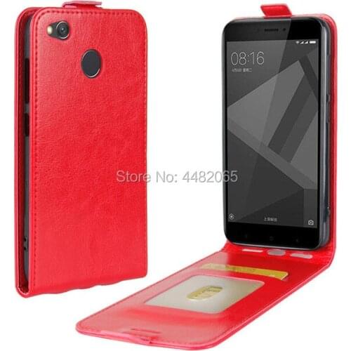For Redmi 4x Luxury Wallet PU Shield Back Cover Case Xiomi Redmi 4x Flip Phone Protective Bag Xaomi Redmi4x red mi4x guard