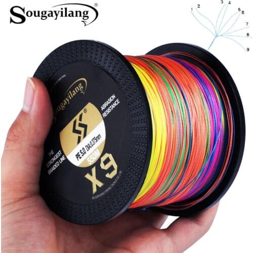 Sougayilang X9 Strong 9 Strands PE Line with GTX Performance Fibers 150M 350M 550M Braid Line 17-97LB Fishing Wire