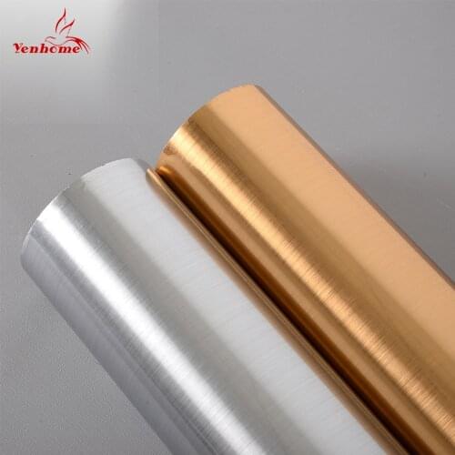 Kitchen Metal Style Self-Adhesive Wallpapers Silver Brushed Gold Waterproof Oil-proof Refrigerator Stickers Sticky Contact Film