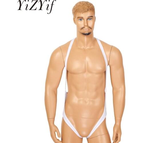 Sexy Men Backless Bodysuit Halter Lingerie Body Chest Harness Jumpsuit Strap Costume Shaper Exotic Jumpsuit One-Piece Clothing