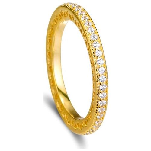 Hearts of Ring with 14k Gold Plated 100% 925 Sterling Silver Jewelry for Women Free Shipping