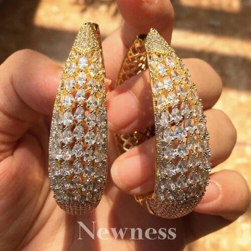 Newness Famous Design Luxury Popular Flower Stud Earrings For Women Wedding Full Mirco CZ Cubic Zircon Trendy Jewelry