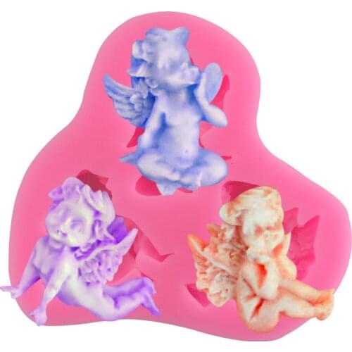 Three little angel elf silicone mold chocolate mousse sugar baking cake mold gypsum DIY soap mold aromatherapy accessories
