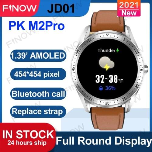 2021 Finow JD01 SmartWatch Men 1.39inch AMOLED 454*454 Full Round Display Reloj BT Call For IOS Android PK L19 L16 L15 M2pro