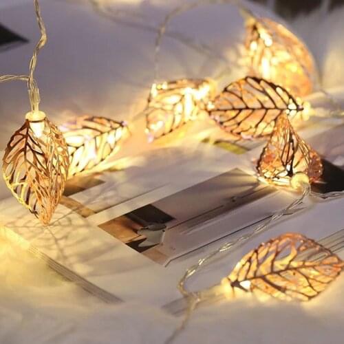 New 10/20 LED Garland Light String Battery Power Leaves Style Christmas Valentines Day Living Room Garden String Lights Decor