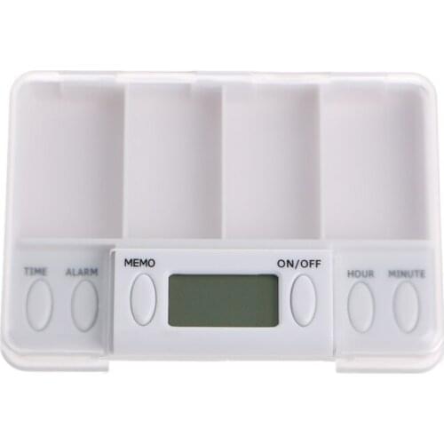 Pills Reminder Medicine Alarm Timer Electronic Box Case Organizer 4 Grids E65F