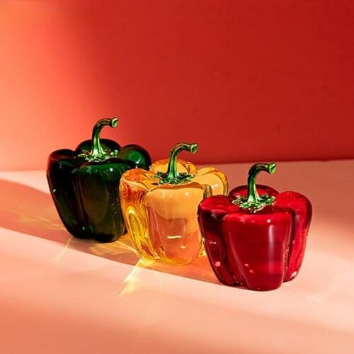 Trend Colorful Crystal Chili Crystal Bell Pepper Home Office Desktop Fashion Decoration Accessories Personalized Gift for Friend