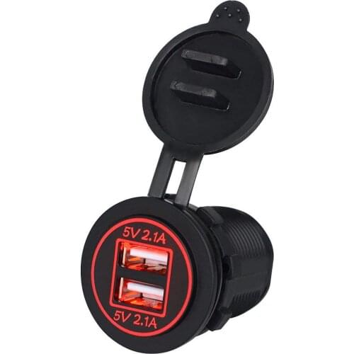 Universal Waterproof 12/24V 4.2A Dual USB Charger Socket Power Output for Mobile Phones Car Boat