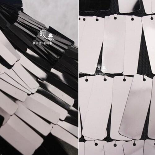 Embroidered Sequin Gauze Fabric Shiny black Rectangle Sequins DIY Stage Clothes Props Decor Skirt Wedding Dress Designer Fabric