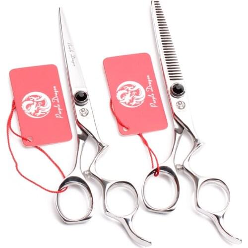 Z9016 6" 17.5cm 440C Purple Dragon Shiny Hairdressers Scissors Haircut Set Cutting Scissors Thinning Shears Salon Hair Scissors
