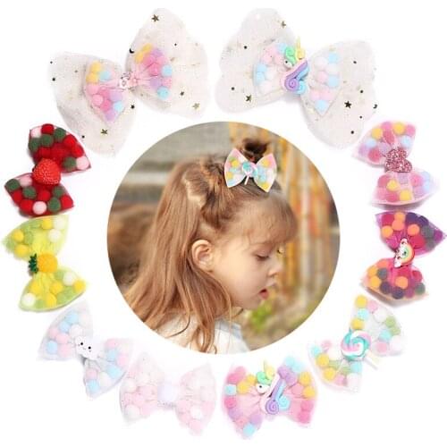 Candy Newborn Unicorn Clip Headwear Princess Children Cute Bow Hairpin Gift Lovely Pineapple Baby Girl Infant Hair Accessory