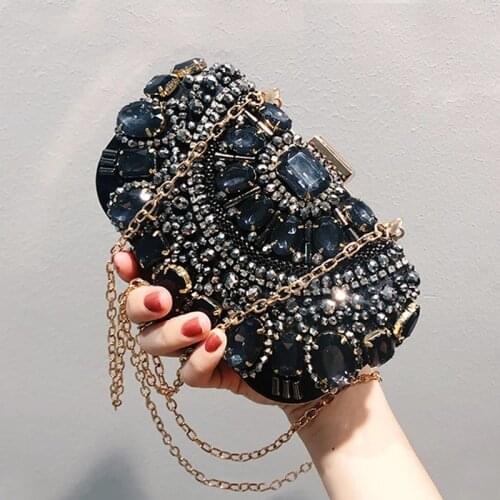 Womens Wedding Bag Crystal Evening Clutch Bags Rhinestone Beaded Party Handbags
