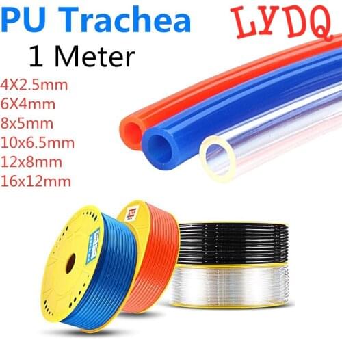 1 Meter pneumatic hose pu pipe 4 * 2.5 mm 6 * 4 mm 8 * 5 mm 10 * 6.5 mm 12 * 8 14 * 10 mm 16 * 12 mm air tube compressor hose