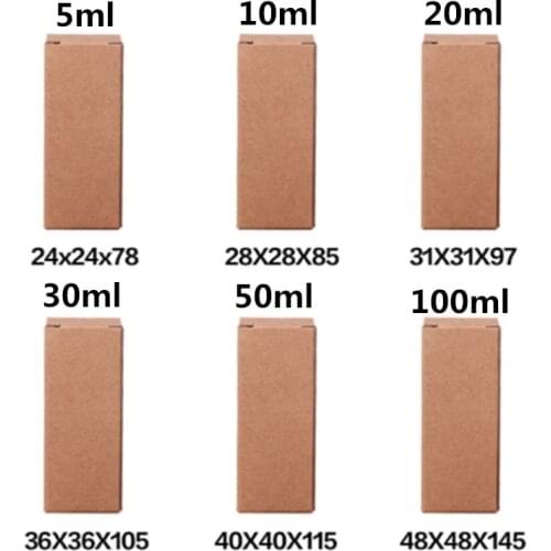 100pcs/lot 10ML to 100Ml 18MM Rubber Head Dropper Essential Oil Bottle Packaging Box Cosmetics Kraft Carton White Box Black Box