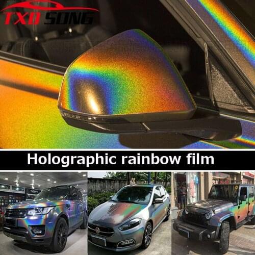152cm*20m Holographic Black grey white Rainbow Car sticker Chrome Car Vinyl Wrap Vehicle Sticker Decal Film