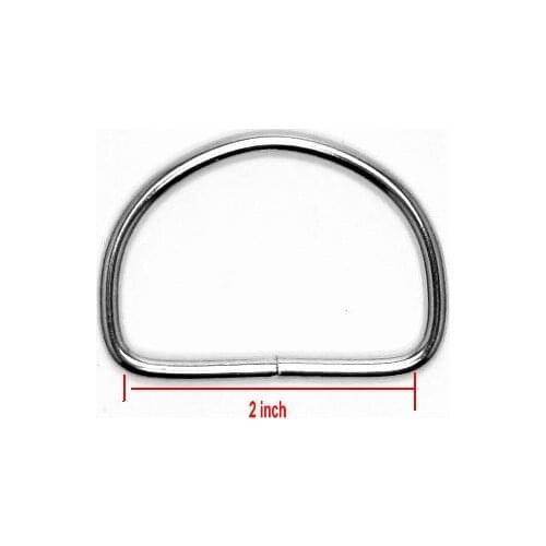 2 inch UnWelded D-Ring in Nickel Finish 50mm inner width D Ring Zinc Alloy Bag Accessories 50Pcs/lot