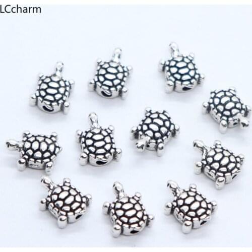 60pcs Tibetan Silver Tortoise Sea Turtle Charm Loose Spacer Beads 4x8x10mm DIY Bracelet Jewelry Making