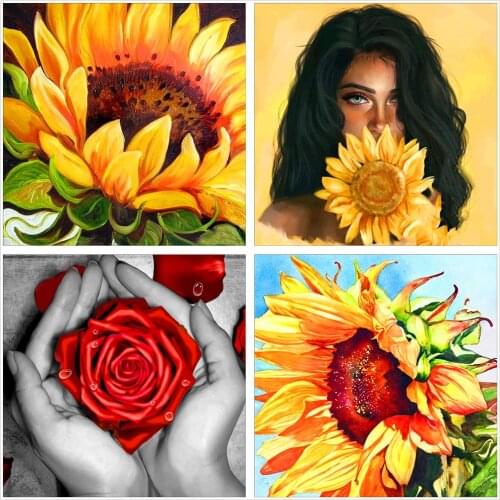 Round full diamond 5d flower diamond painting rose woman sunflower DIY diamond embroidery kit home decoration ornaments
