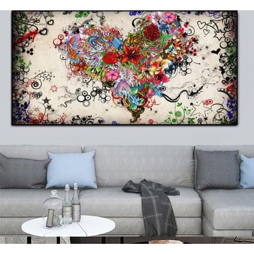 5D Diy Diamond Painting Colorful Heart Full Drill mosaic Diamant Embroidery large Abstract Flowers puzzle Wedding decor