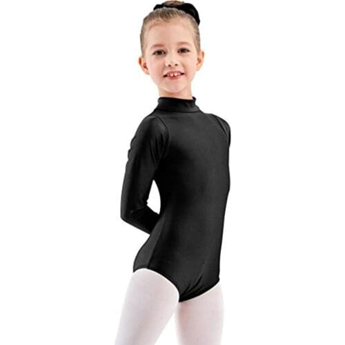 AOYLISEY Kids Basic Ballet Leotard Long Sleeve Turtleneck Girls Gymnastics Spandex Toddler Baby Romper Dance Costumes