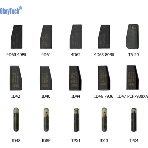 OkeyTech Transponder Car Key Chip 4D60 4D61 4D62 4D63 T5-20 ID40 ID42 ID44 ID46 ID47 ID48 ID8E ID13 TPX1 TPX4 Glass Cemamic Chip