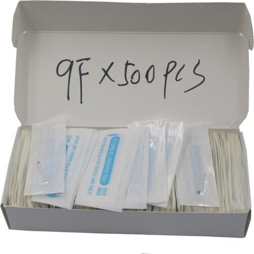 Free Shipping 500pcs 9 Pin Permanent Eyebrow Makeup Blades Tattoo Manual Needle For Microblading Pen Machine 3D Eyebrow