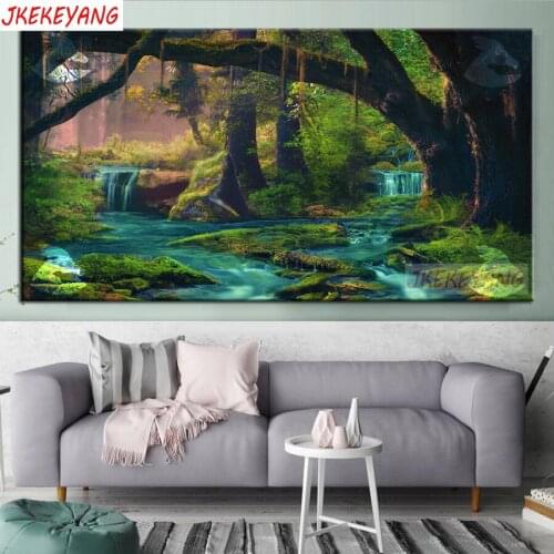 Large 5D Diy diamond painting Beautiful forest river Diamond Mosaic Rhinestone Embroidery cross stitch Y3704