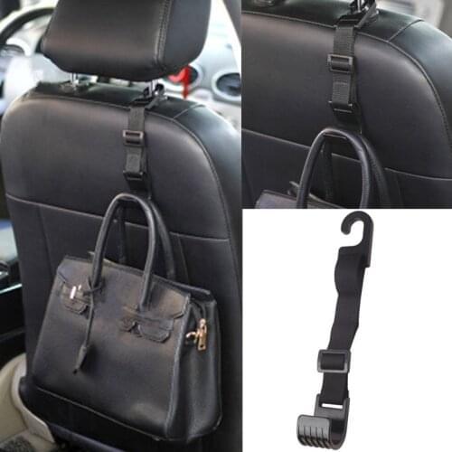 Black Adjustable Car Back Seat Hanging Hook Automobiles Rear Seat Headrest Bags Rack Vehicle Interior Grocery Stand Accessories