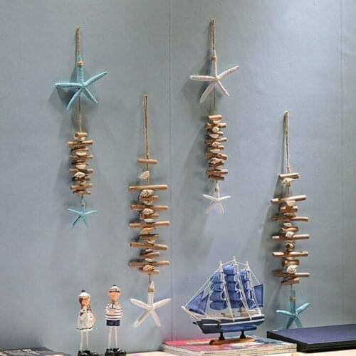 DIY Wooden Seahorse Starfish Pendants Hanging Ornaments For Home Wall Decor Mediterranean Style Decoration Pendant Display Wall