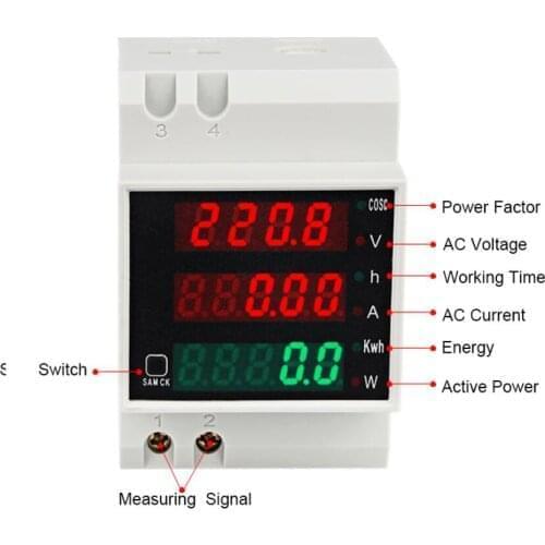 DYKB DIN-rail Multi-function Digital Meter AC 110v 220v 100A KWH watt Active Power Factor electric energy Ammeter Voltmeter