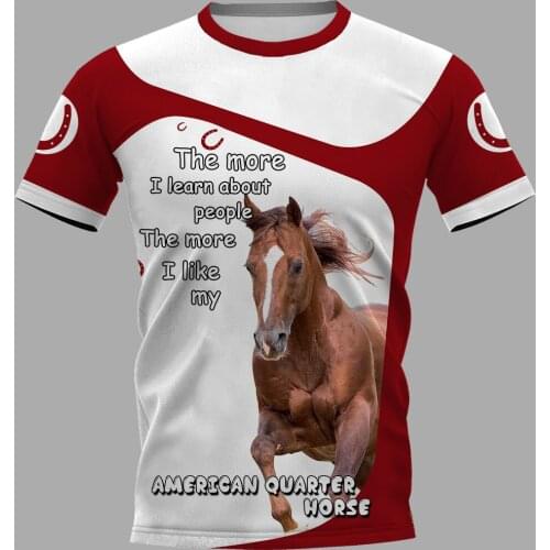 PLstar Cosmos American Quarter Horse 3D Printed t-shirt Harajuku Streetwear T shirts Hip hop Men For Women Short Sleeve style-1