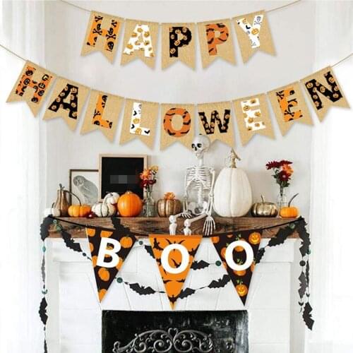 Halloween Party Garland Banners Home Hanging Ornaments Recyclable Paper Rooms Flags Halloween Party Decoration Crafts Supplies
