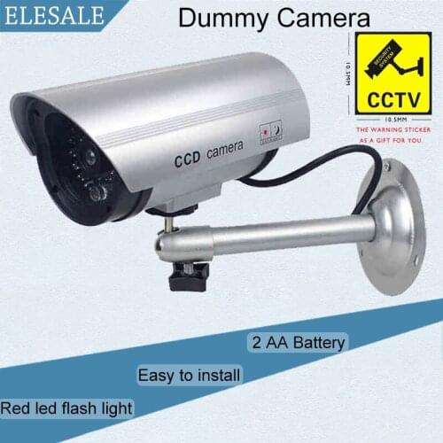 Dummy Security Camera Waterproof Silver Metal Fake Camera Two AA Battery LED IR Led Dome CCTV Camera Surveillance Camera
