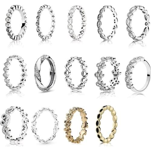 Classic S925 black enamel, Swirl and White Pearl Stacking, Circle Detail, Heart Leaves, Elegant Marquise Band Ring