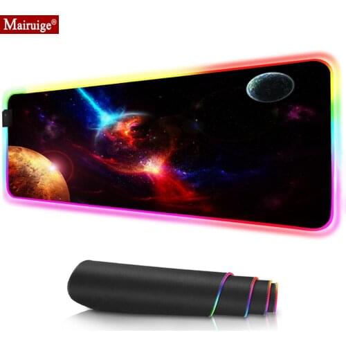 RGB Mouse Pad Universe Starry Night Sky Best Game Custom Computer Keyboard Mat Stitched Edges Base Mouse Pad Gamer 900x400mm