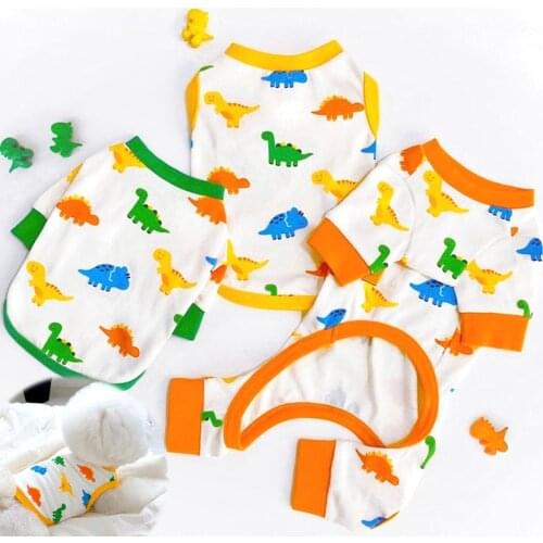 Summer Cartoon Dinosaur Dog Clothes Thin Pet Vest Puppy Outfit Pomeranian Yorkshire Bichon Poodle Schnauzer Clothing T-shirt New