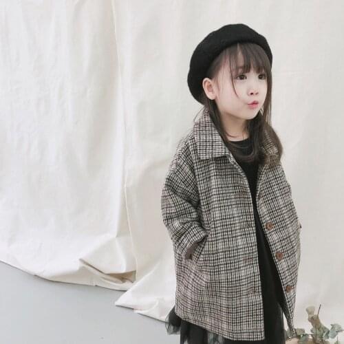 Fashion Plaid Jackets for Baby Clothes Kids Girls Winter Jackets Toddler Warm Velvet Long Coats Baby Girl Fashion Outwear 2-7Y