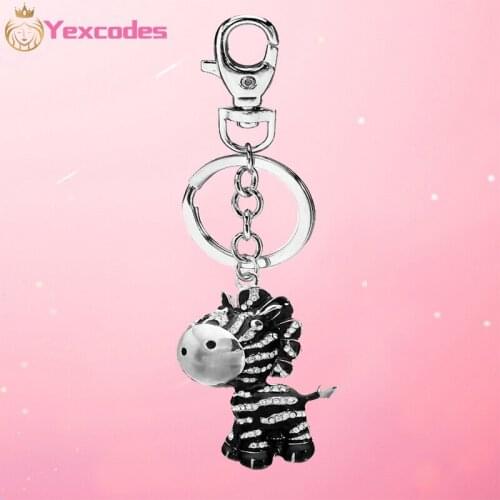 Yexcodes Fashion Alloy Little Donkey Keychain Key Chain Charm Female Handbag Crystal Pendant Small Model Pendant Jewelry
