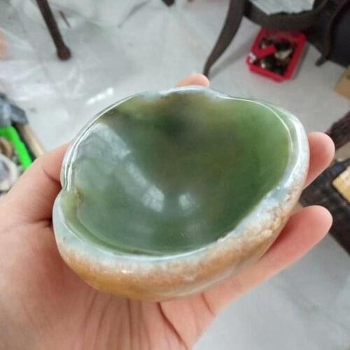 1pc 80mm Natural Agate Ashtray Gemstone Bowl Jade Chalcedony Irregular Smooth Polished Hand Carved Stone Home Decoration