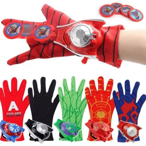 Disney Marvel Avengers Spiderman captain america Hulk Plastic Cosplay Glove Action Figures Toys The Launcher kids birthday gifts