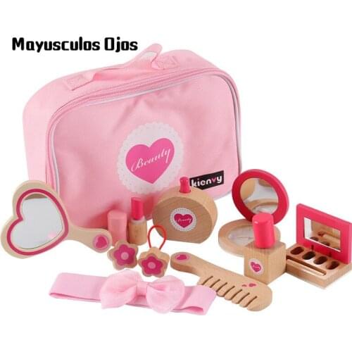 Portable Cosmetic Toy Set Boys And Girls Dress Up Simulation Wooden Makeup Bag Medical Bag Play House