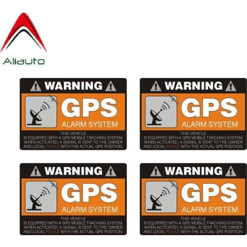 Aliauto Warning Car Sticker 4 X GPS Alarm System Decal Decal Accessories PVC for Skoda Volvo Honda Civic Mitsubishi Lada,8cm*6cm
