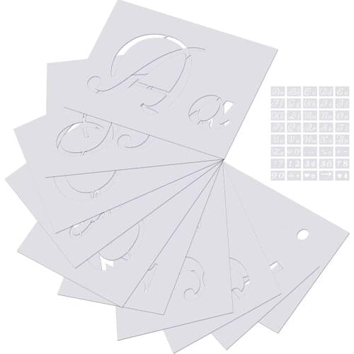 Designs Letter Stencils 40 Pieces Reusable Plastic Art Alphabet Stencils Washable with Calligraphy Font Upper and Lowercase