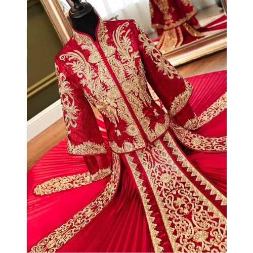 Luxury Golden Embroidery Oriental Stylish Modern Chinese Wedding Dress Long Traditional Clothes China Qipao китайская одежда