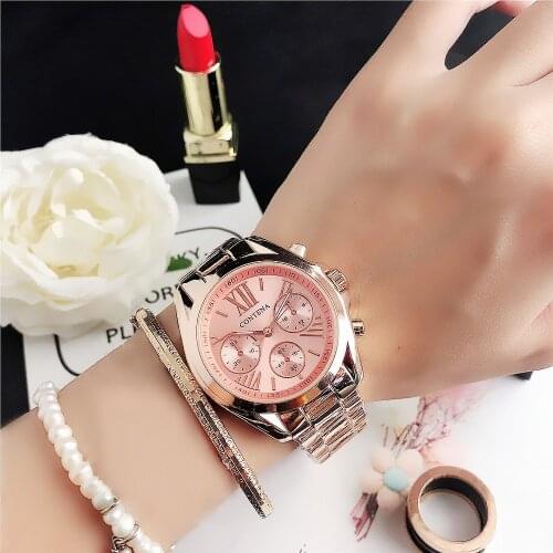 Luxury New Womens Watch Stainless Steel Folding Clasp Rose Gold Roman Numerals Ladies Quartz Watch Montre Femme Marque De Luxe