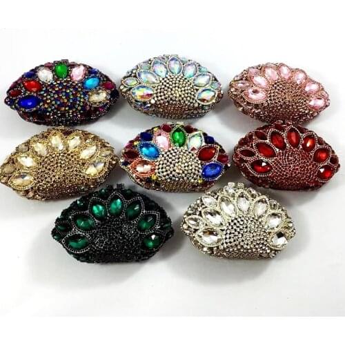 Luxury 8 Colors Gold/Green Evening Bags For Women Crystal Rhinestone Clutch Party Purse Fashion Ladies Dinner Banquet Clutches