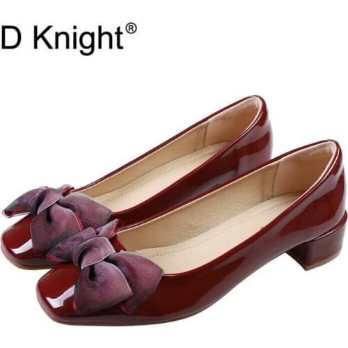 Luxury Brand Bow Designer Women Pumps 2020 Spring Slip On Office Lady Work Shoes New Patent Leather Casual Low Heels Pumps Woman