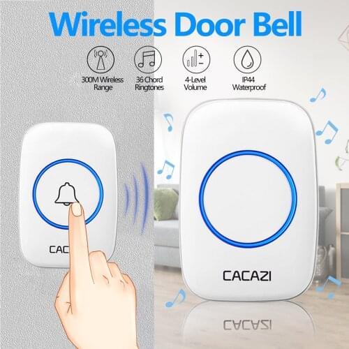 Waterproof Wireless Doorbell Door Bell Kit with Transmitter 1 Receiver Volume Levels Songs for Home Office School Apartment